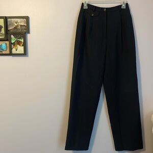 Laura Ashley Country Wool Dark Navy High Waist Wide Leg Trouser Pants size 6